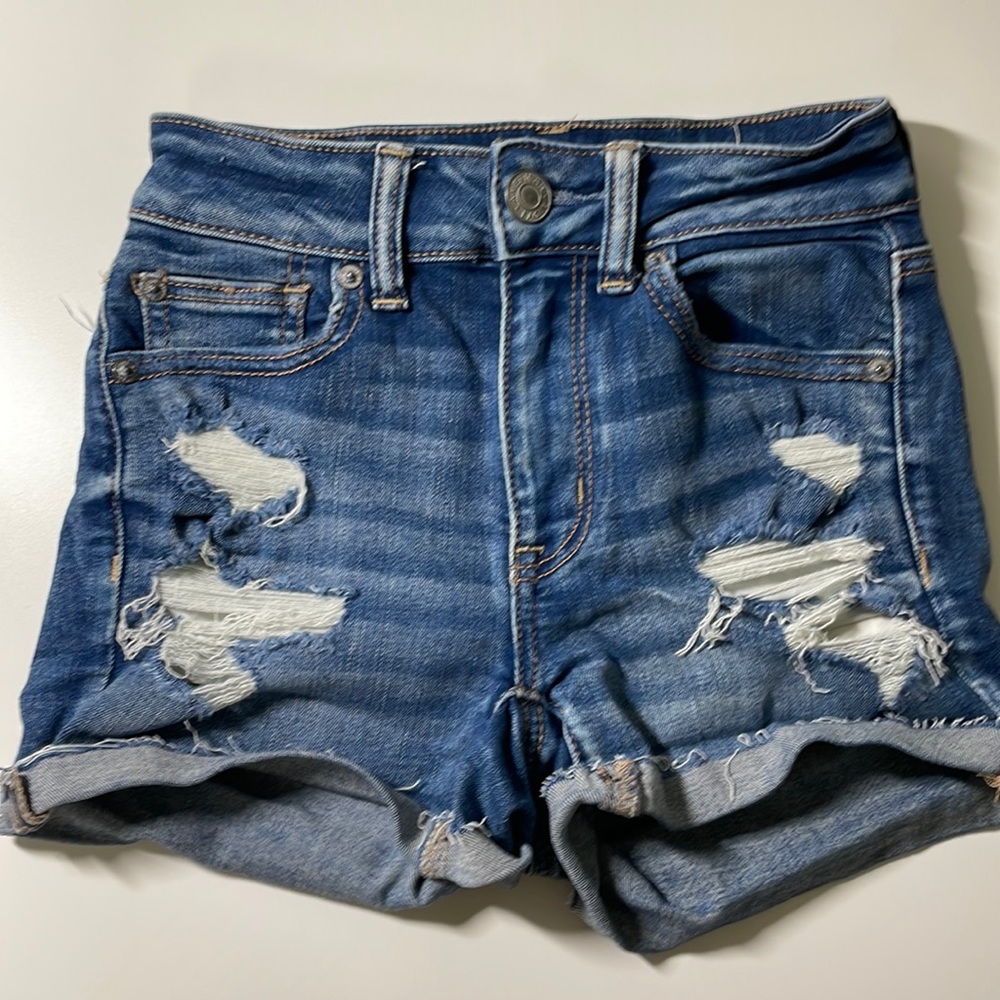 American Eagle Hi-Rise Shortie Denim Shorts size 00